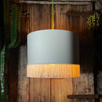 Love Frankie white cotton lampshade gold lining fringing