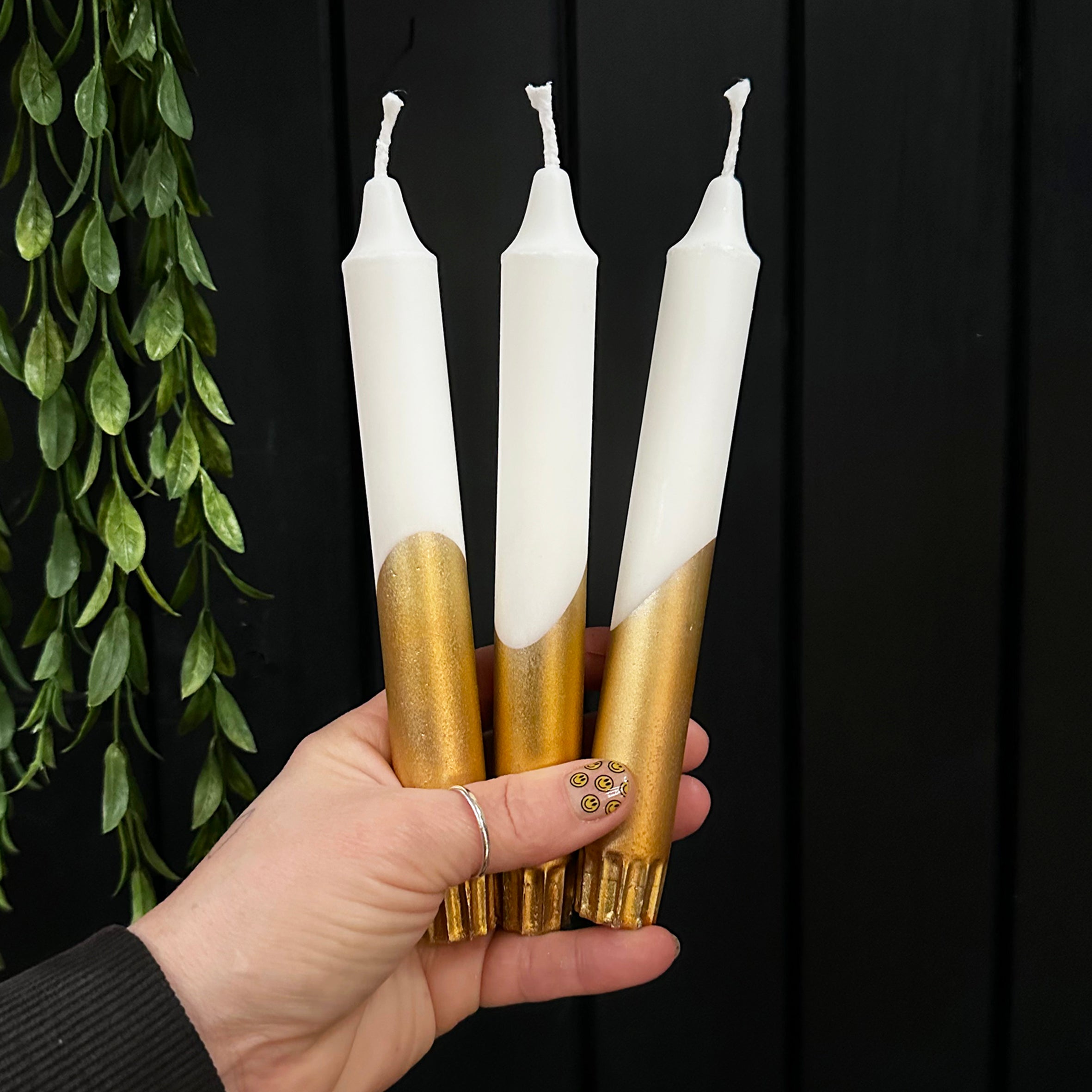 Ivory and Gold Dipped Candles