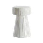 White Organic Striped Side Table Medium