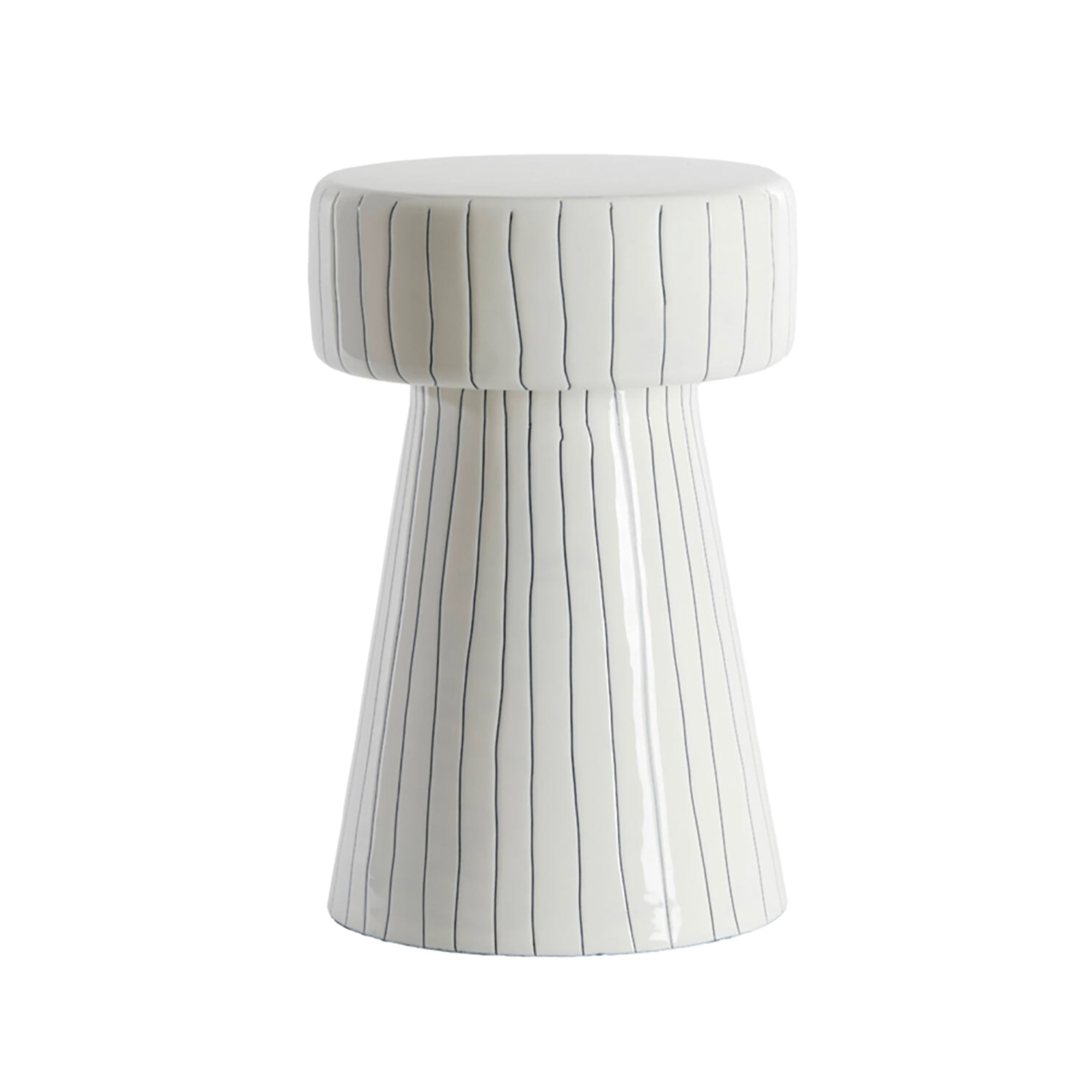 White Organic Striped Side Table Medium