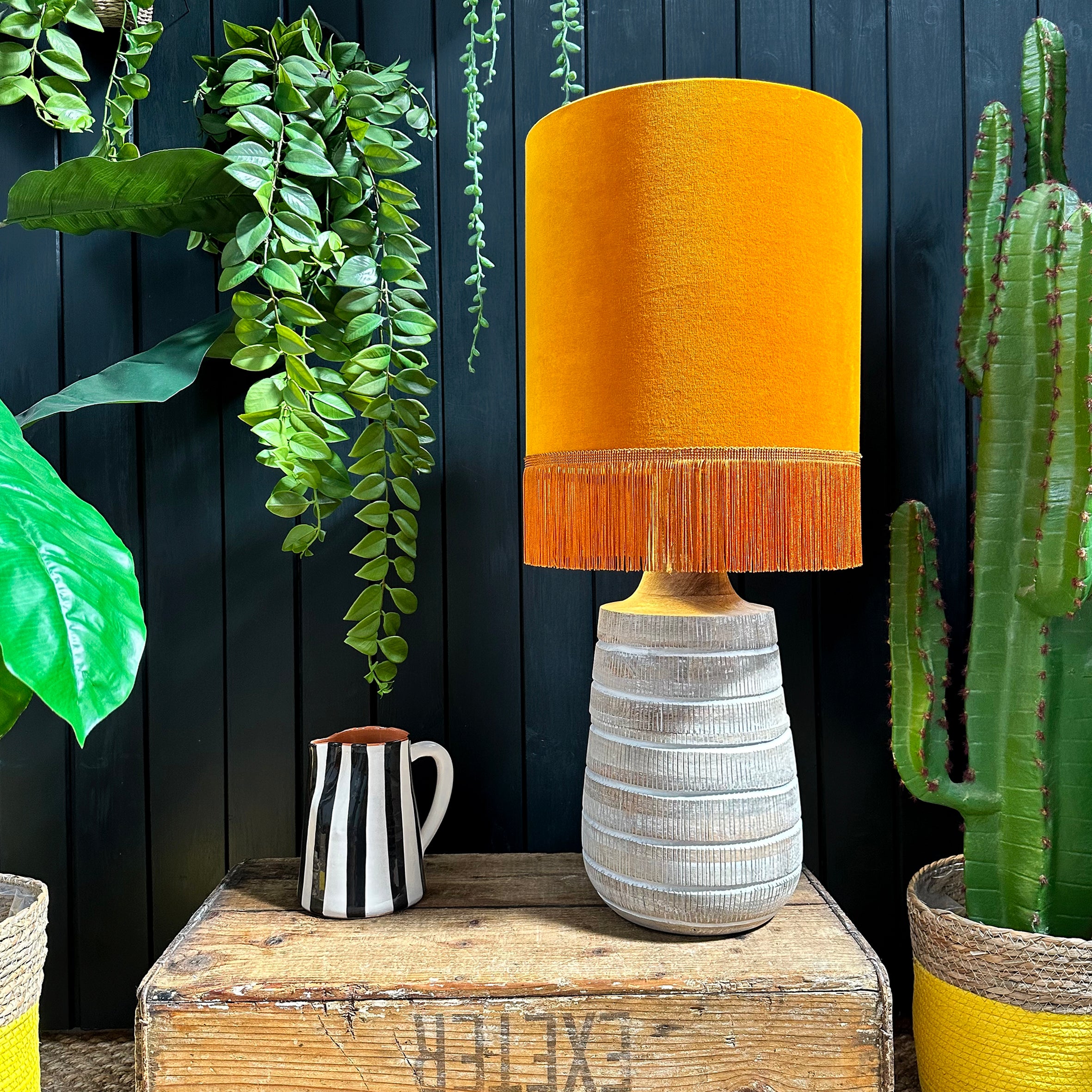 Love Frankie wooden white washed tall table lamp