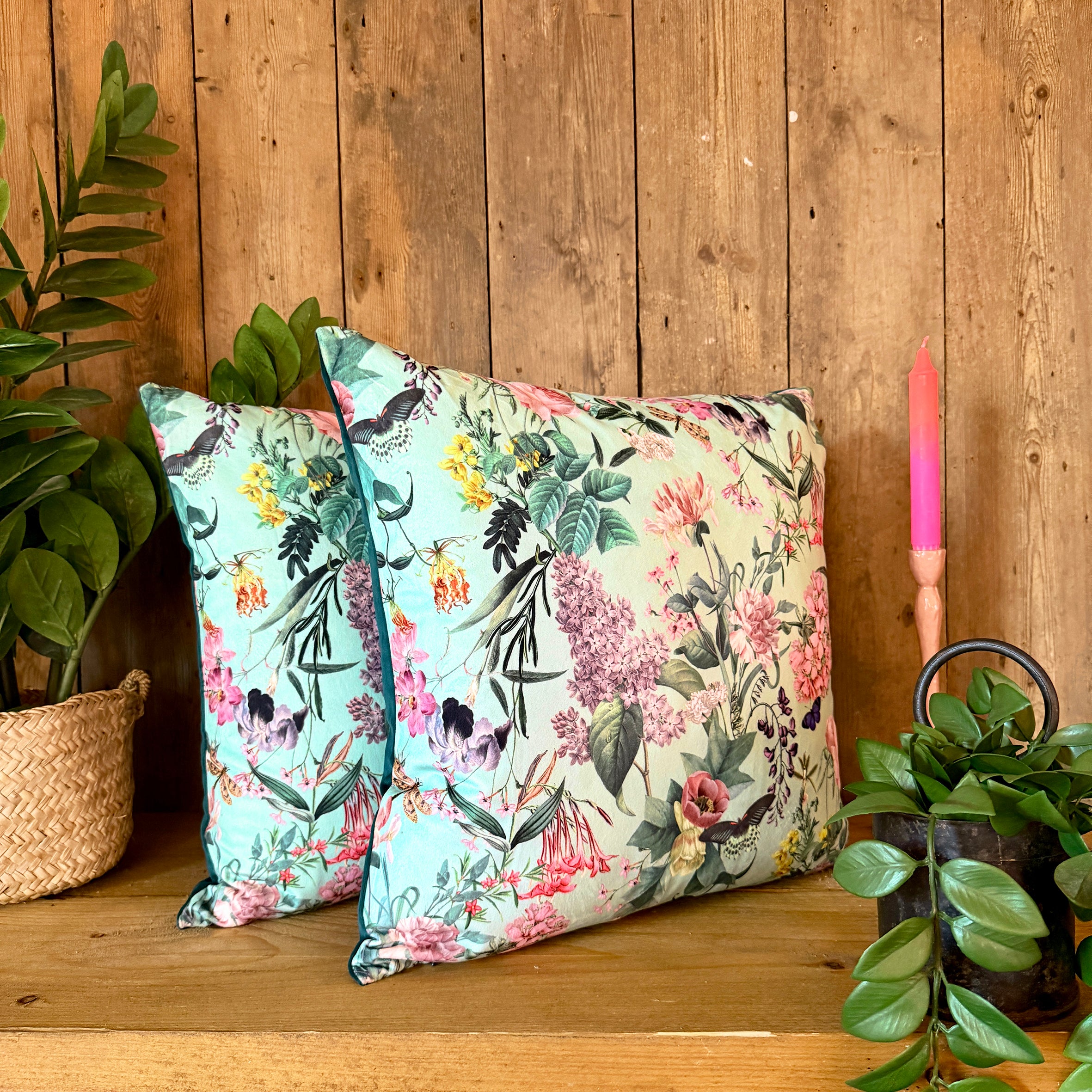 Wild Garden Cushions in Powder Blue