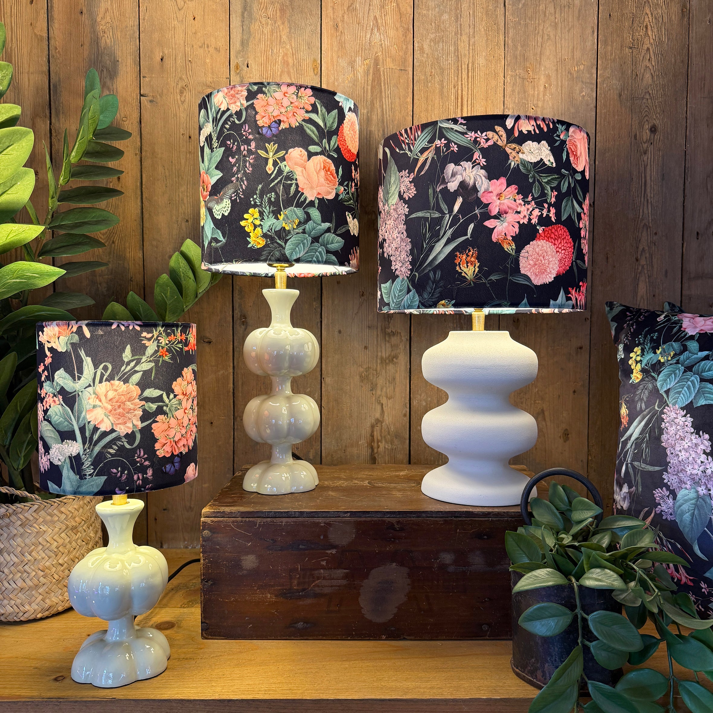 Wild Garden Dinky Lampshades In Ebony