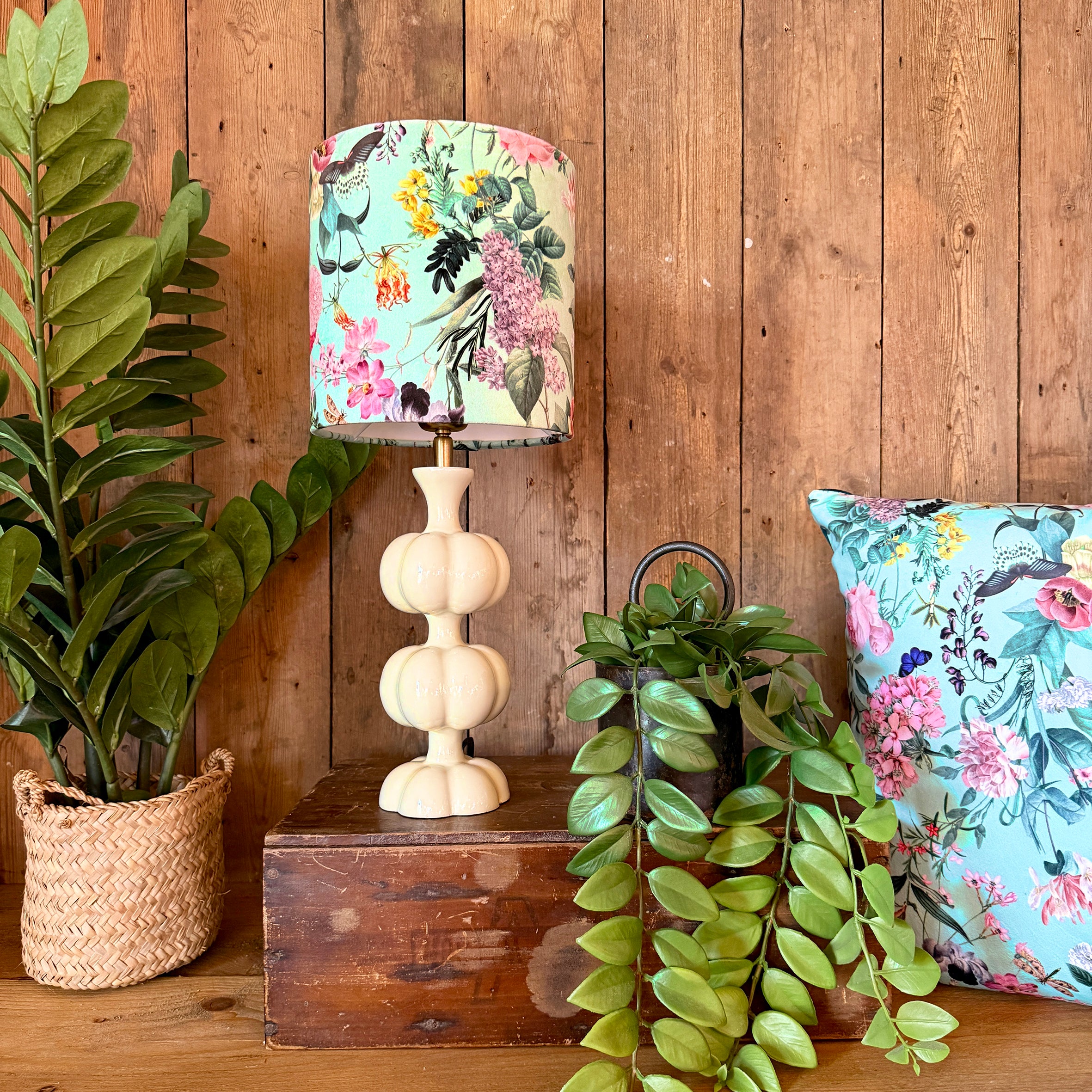 Wild Garden Dinky Lampshades In Powder Blue