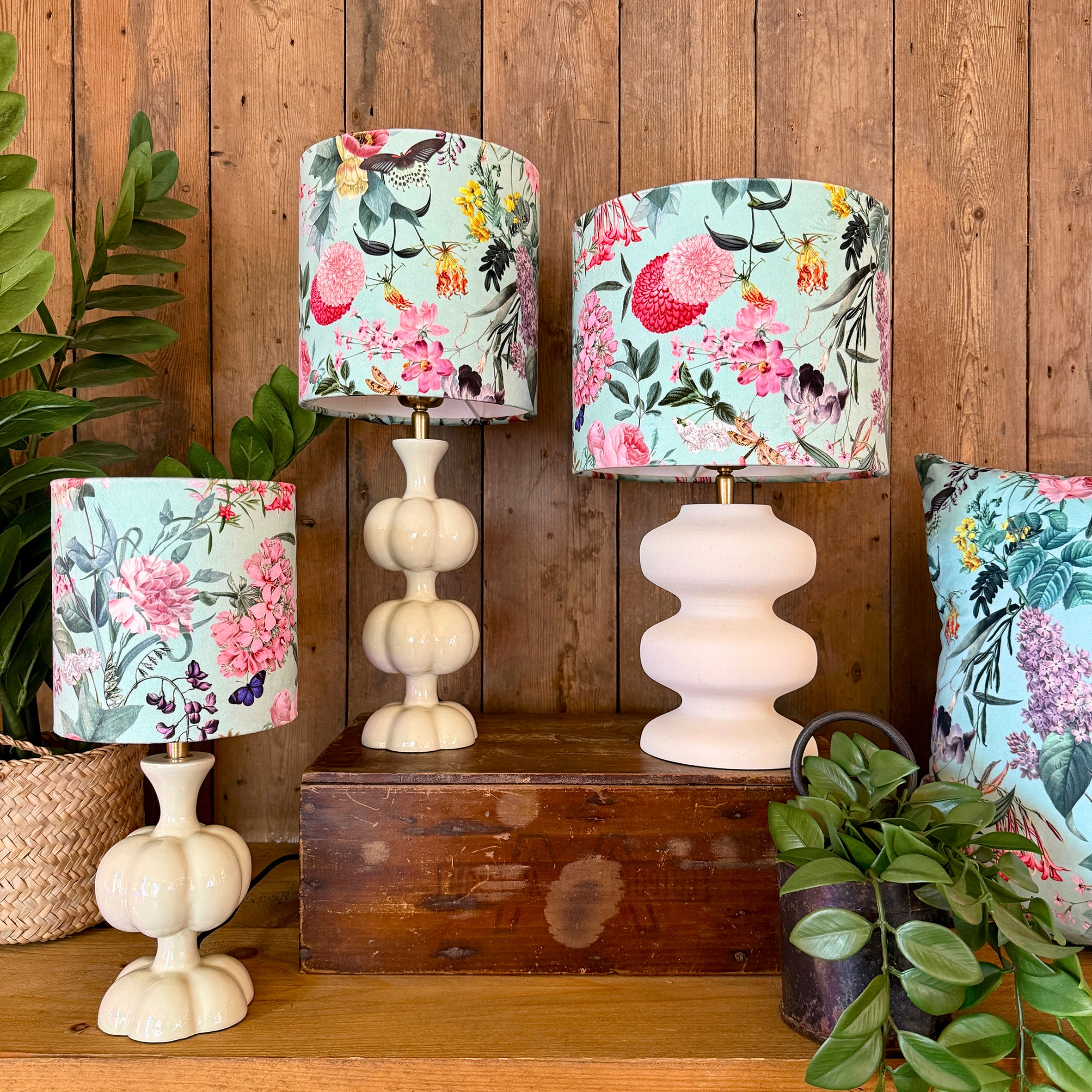 Wild Garden Dinky Lampshades In Powder Blue