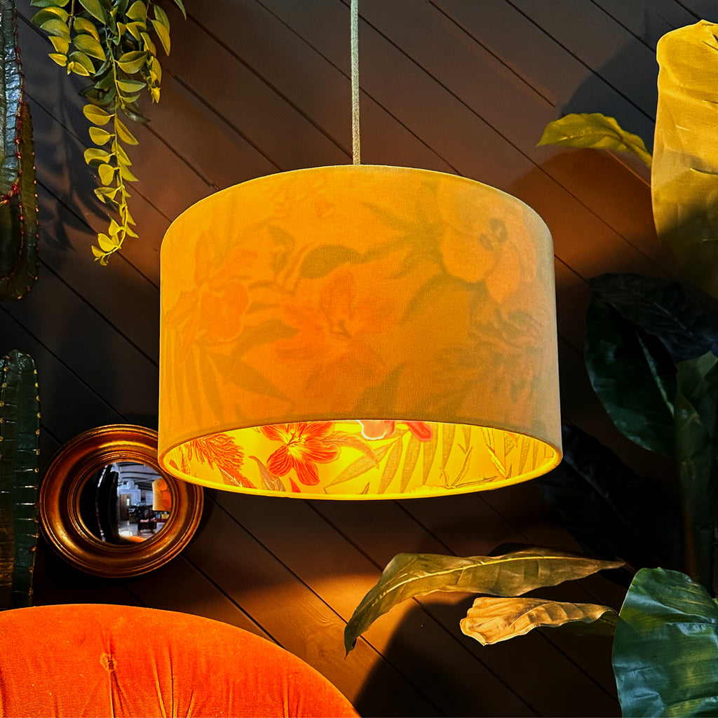 Love Frankie witch hazel botanical garden lampshade in sunset velvet