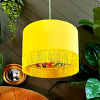 Love Frankie witch hazel botanist garden fringed lampshade in sunset velvet