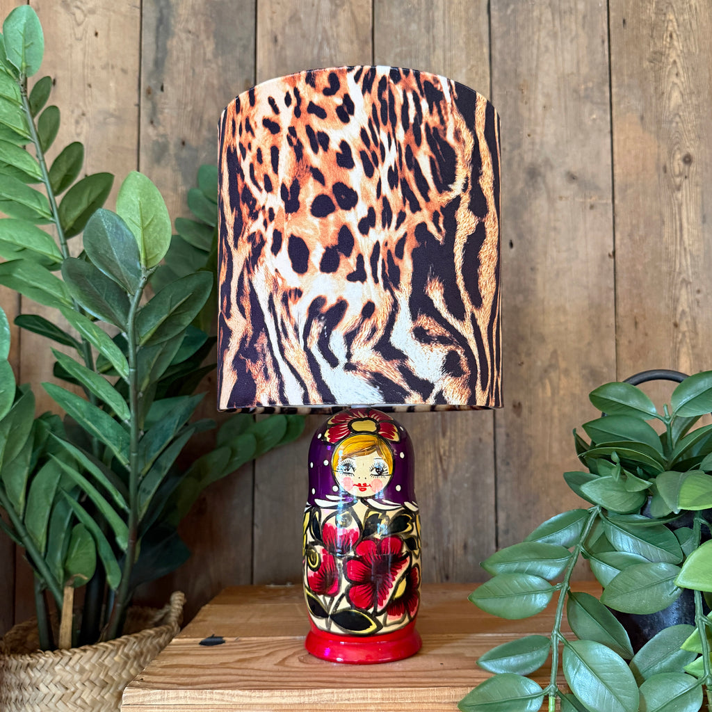 Medium Handmade Dinky Doll Cordless Lamp with Tigress Shade