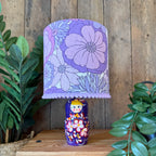 Medium Handmade Dinky Doll Cordless Lamp with Lilac Vintage Flowers Shade