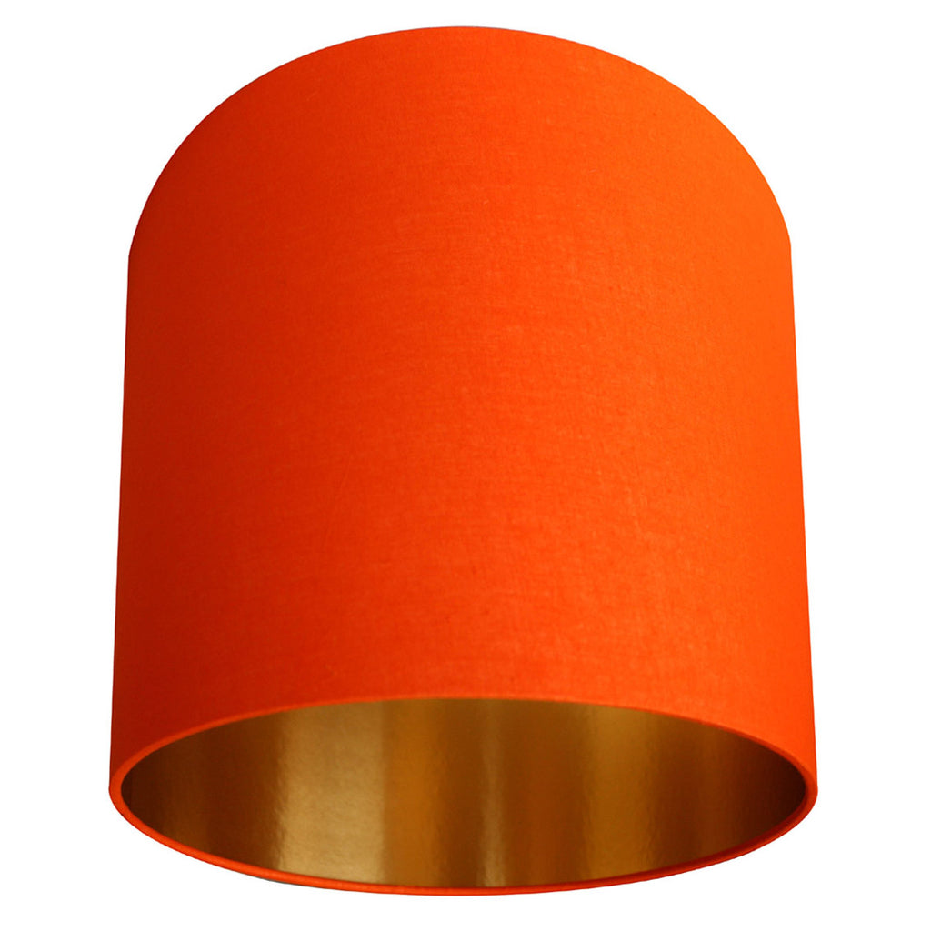 Tangerine Orange Cotton Lampshade With Gold Lining