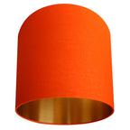 Tangerine Orange Cotton Lampshade With Gold Lining