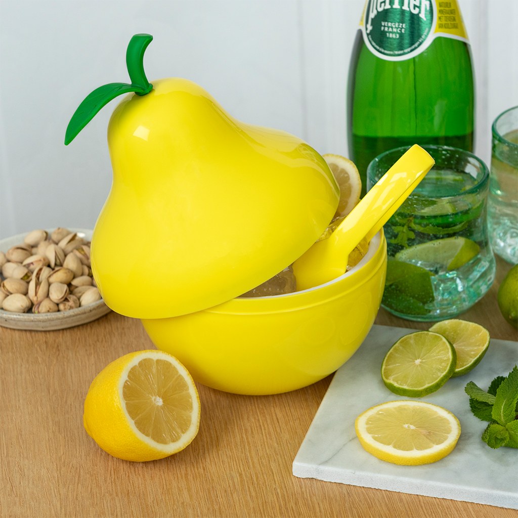 Pear Ice Bucket with Lid & Tongs