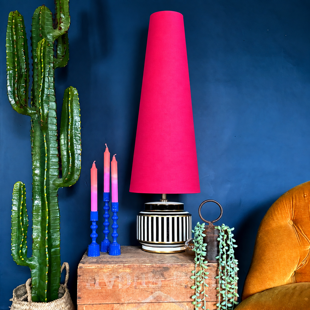 Pomegranate Pink Cotton Oversized Cone Lampshades