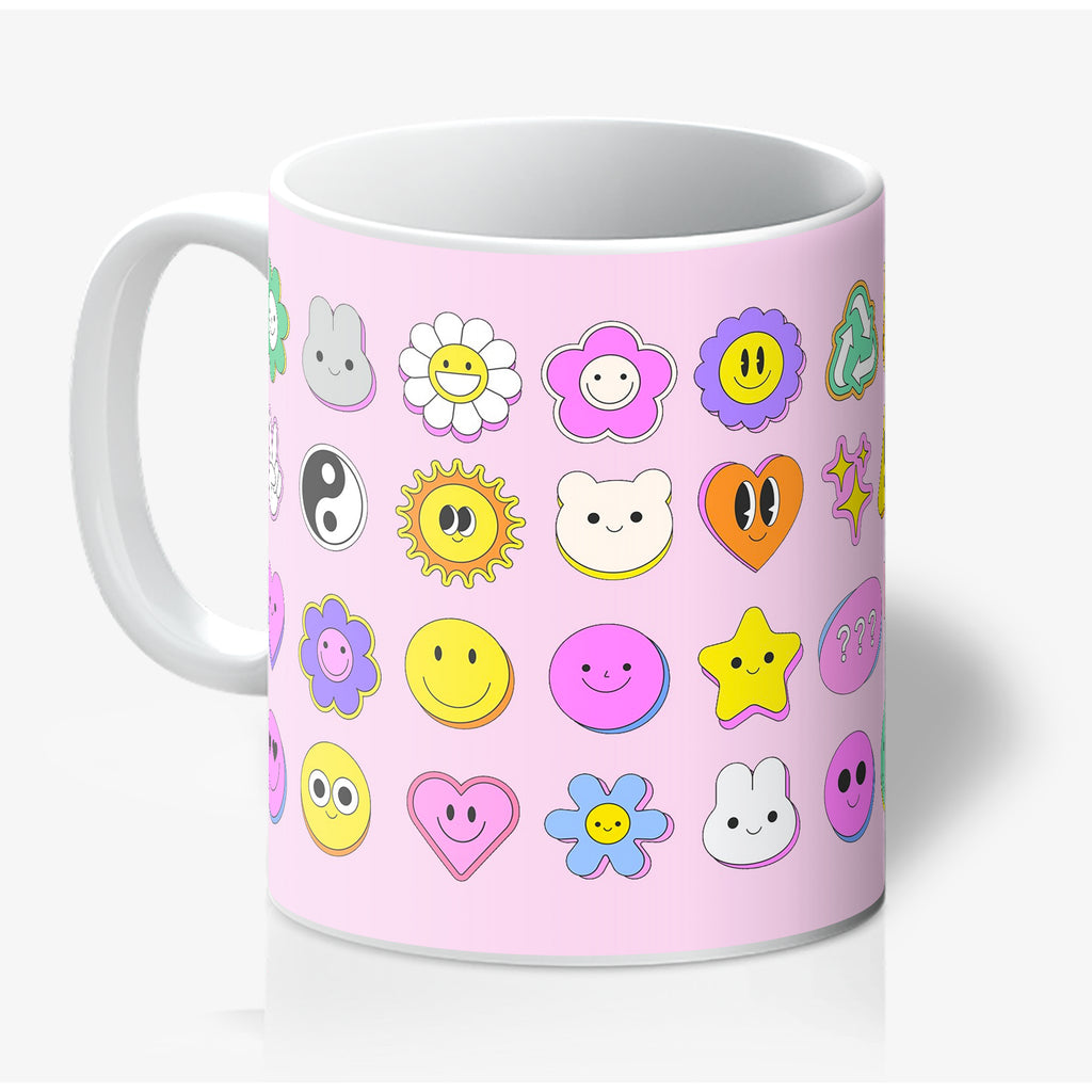 You're a Q-T. Cutie Emoji Kawaii Pink Mugs Designed by Love Frankie and printed in the UK.