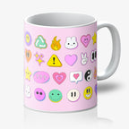 You're a Q-T. Cutie Emoji Kawaii Pink Mugs Designed by Love Frankie and printed in the UK.