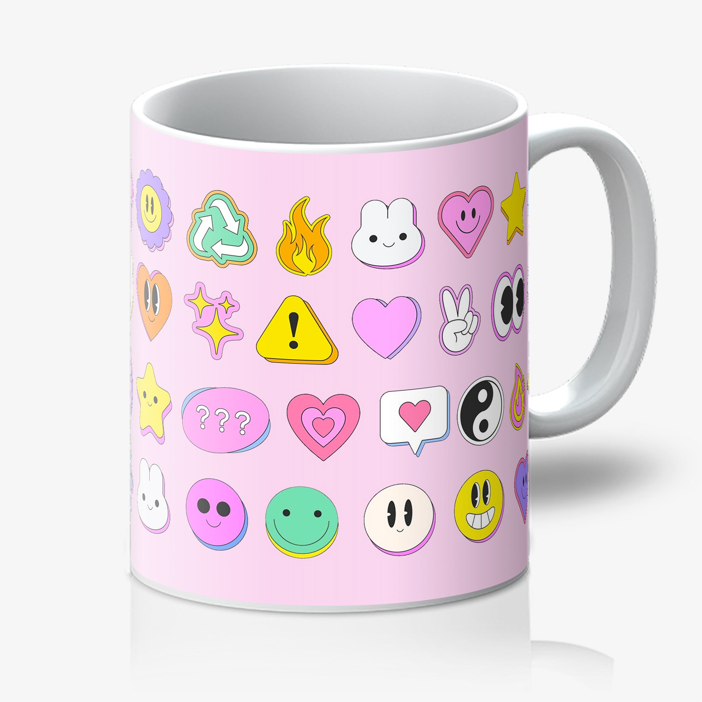 You're a Q-T. Cutie Emoji Kawaii Pink Mugs Designed by Love Frankie and printed in the UK.