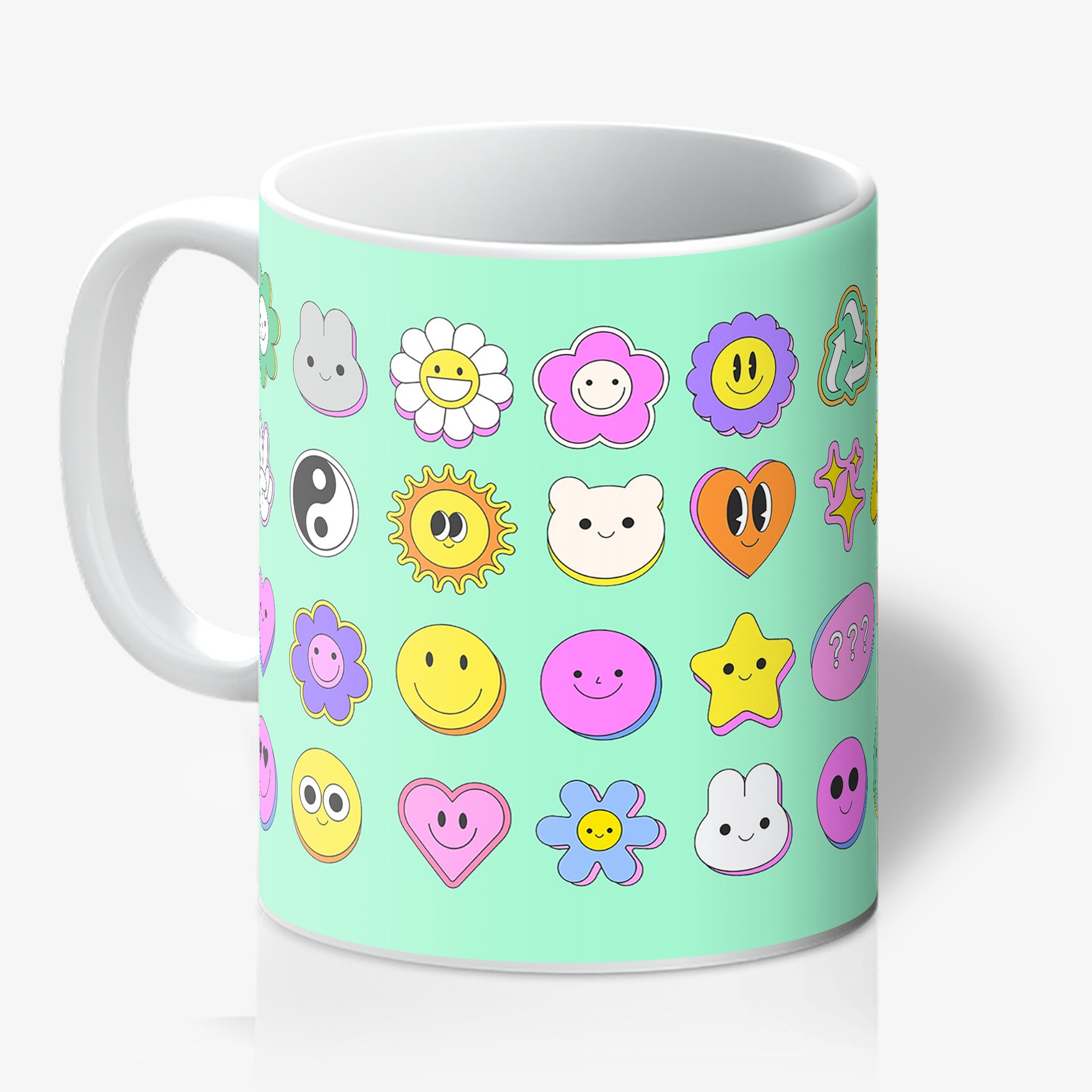 You're a Q-T. Cutie Emoji Kawaii Mint Mugs Designed by Love Frankie and printed in the UK.