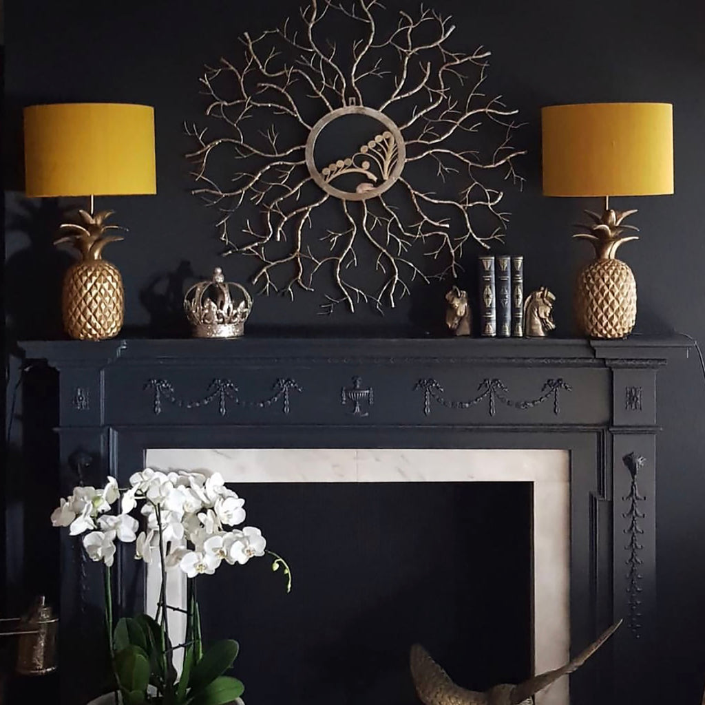 love Frankie mustard silk lampshades