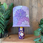 Small Handmade Dinky Doll Cordless Lamp with Lilac Vintage Flowers