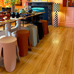 Padded Boucle Stool in Soft Pink