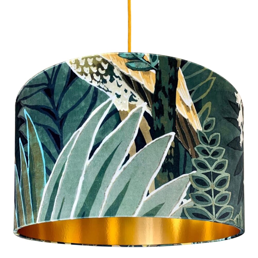 Swallowtail Velvet Lampshade With Gold Lining
