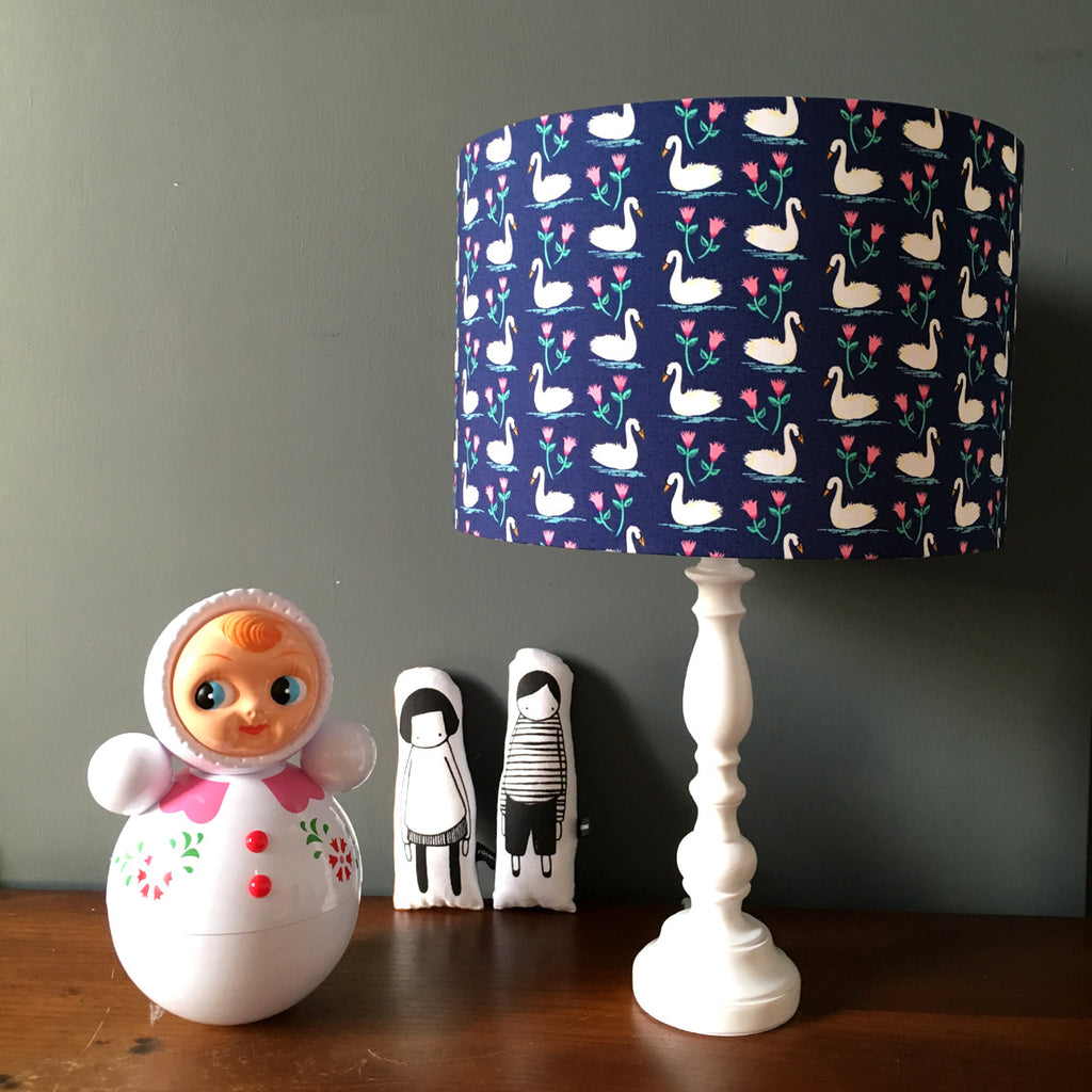 Navy Swan Lampshade