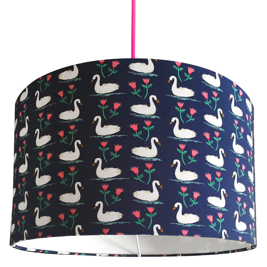 Navy Swan Lampshade
