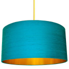 Aqua Blue Silk Lampshade with Gold Lining