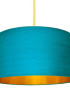 Aqua Blue Silk Lampshade with Gold Lining