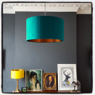 Love Frankie handmade Lampshade in Teal with brushed copper lining