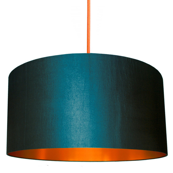 petrol blue Lampshade with copper Lining