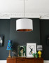 White lampshade with brushed copper lining