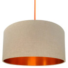 Oatmeal Linen Lampshade with Brushed Copper Lining