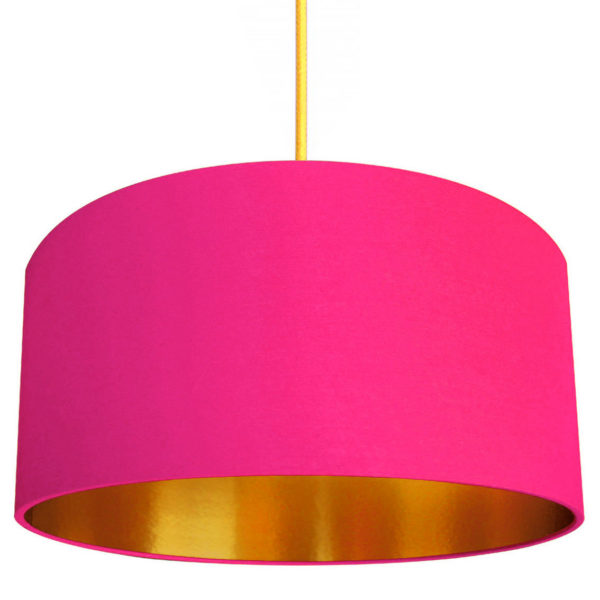 Watermelon Pink Cotton Lampshade with Gold Lining designed by Love Frankie, Creative Lighting & Interiors Store