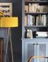 Our Mustard silk lampshade looking great at the home of Erica Davies