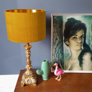 antique gold silk lampshade with gold lining