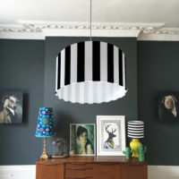 beetle juice black and white striped lampshade