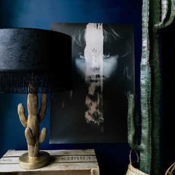 Mock Crocodile Print Velvet Lampshade with black fringing