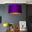 Ultra Violet Purple Silk Lampshade With Gold Lining