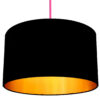 Jet Black Cotton Lampshade With Gold Lining