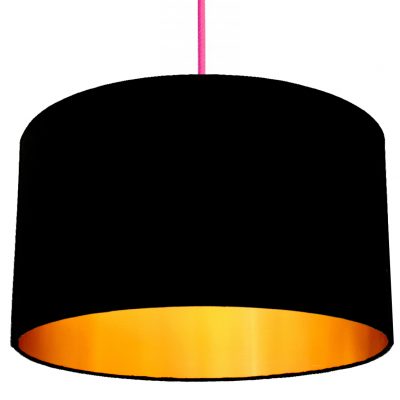 Bespoke Lamp Shades With Gold Lining, Black Linen Lamp Shade With Gold Lining Fabric