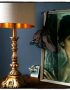 oatmeal linen and gold lampshade