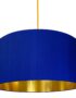 Electric Blue Silk Lampshade With Gold Lining