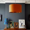 Burnt Orange silk and copper lampshade