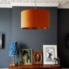 Burnt Orange silk and copper lampshade