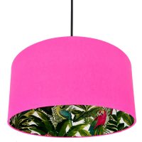 TROPICAL PRINT AND NEON PINK SILHOUETTE LAMPSHADE