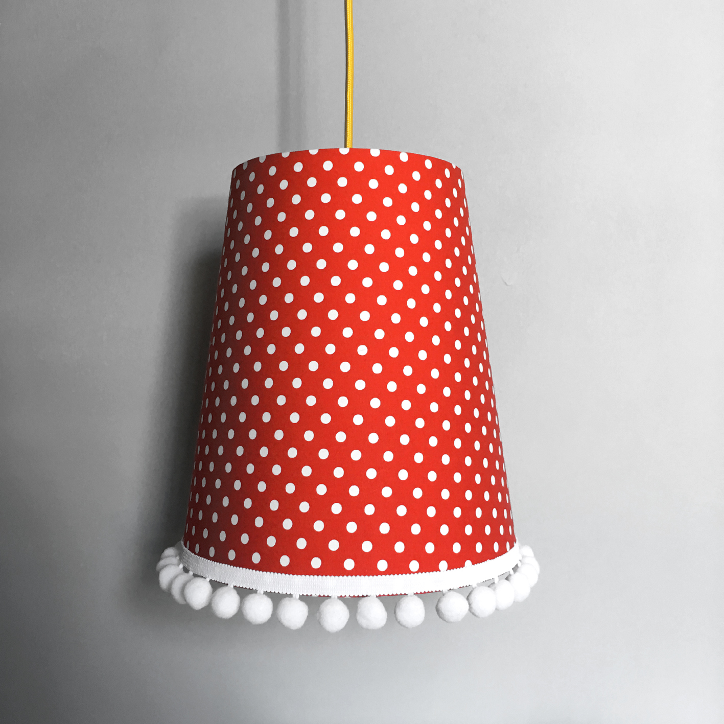 Love Frankie Pom Lampshade In Bright Red Polka Dots Pom Lampshade In Bright Red Polka Dots