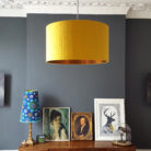 love Frankie mustard silk lampshades