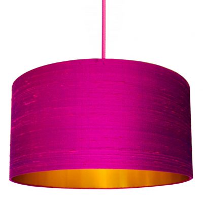 Hot Pink Silk Lampshade with Gold Lining