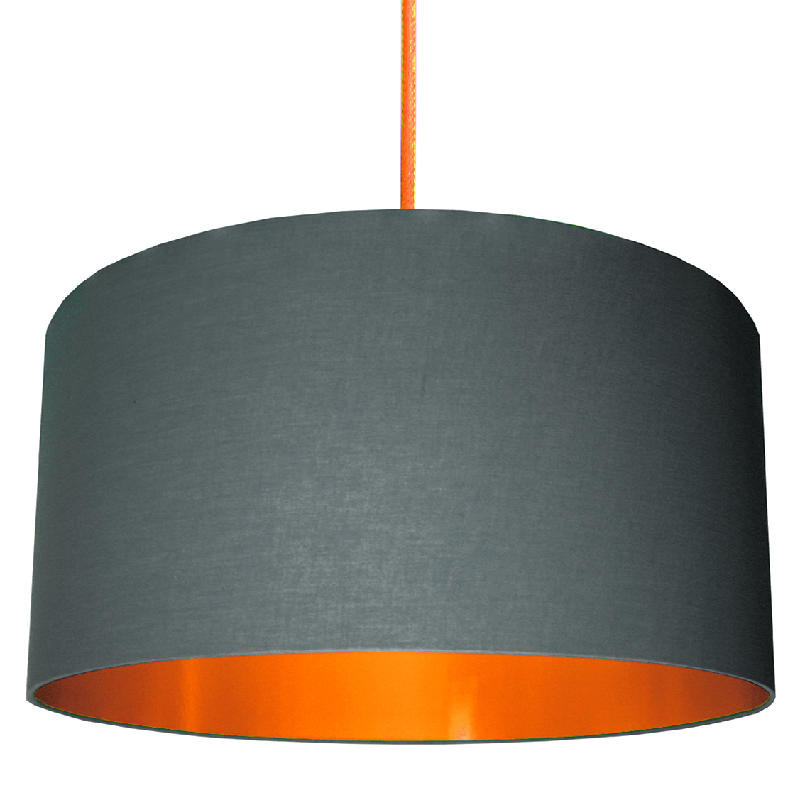 Brushed Copper Lined Black Fabric Drum Lampshade Ceiling Light Shade